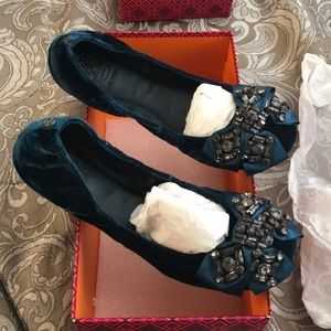 Tory Burch Petrol Azalea Ballet Flats with bow
